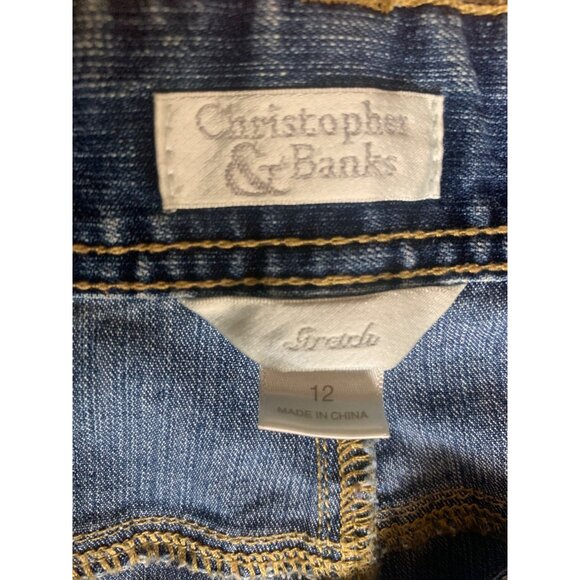 Christopher & Banks Womens Cropped  Straight Leg Jeans Size 12 Blue Denim 32”x26 - Picture 2 of 8